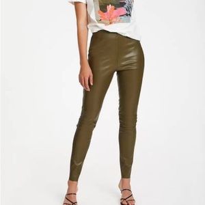 Green Faux leather Pants